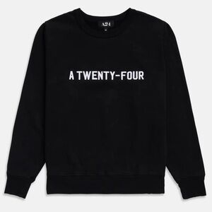 A24 A Twenty-Four Films Black Embroidered Logo Crewneck Sweatshirt